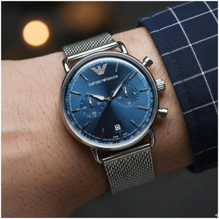 Emporio Armani Aviator Silver-Blue