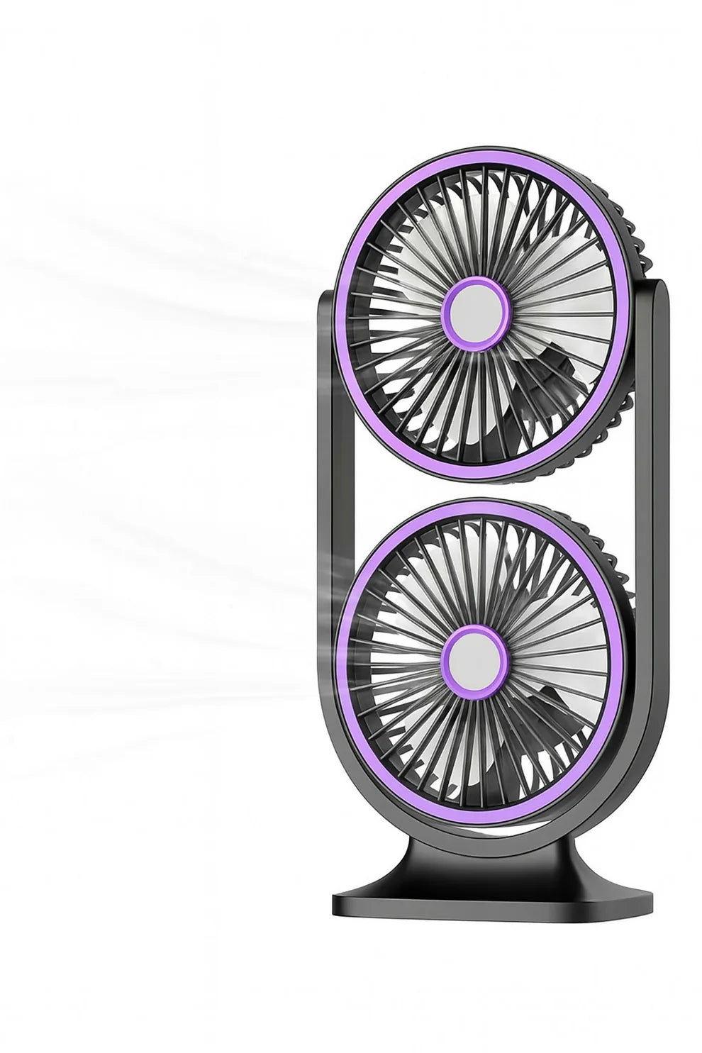 Double Head Circulating Desk Fan – Dual Blade USB Rechargeable Table Fan With Quiet Operation & Modern Gray-Purple Design – Powerful Cooling Airflow For Home Office, Study Table, Or Bedroom Use - ZAYELLO