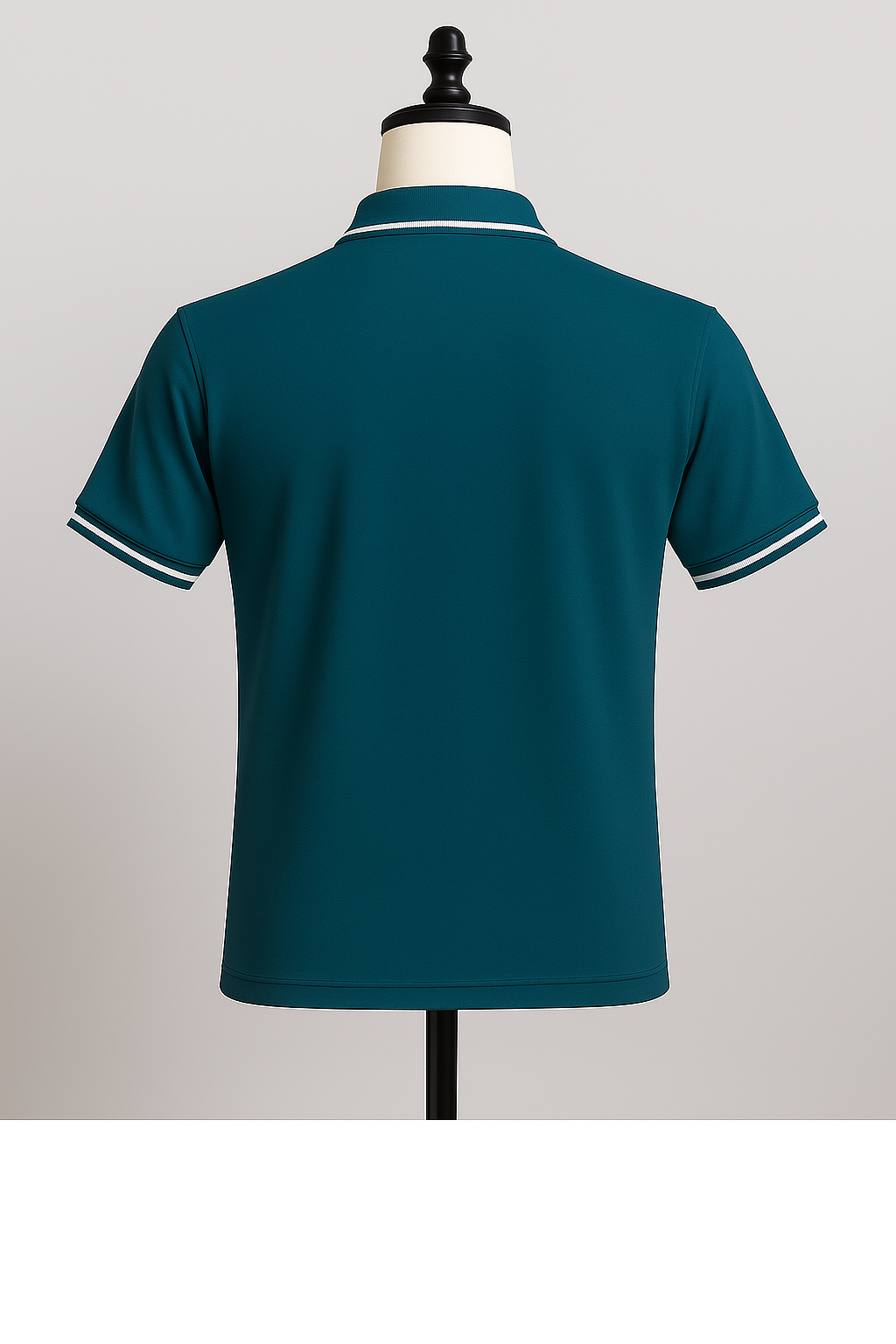 Men’s Teal Blue Polo T-Shirt with Contrast Collar - ZAYELLO