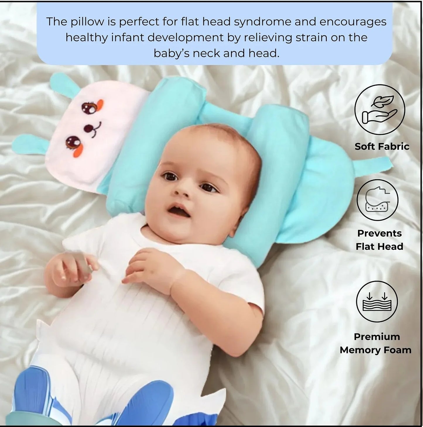Baby Shaping Head Support Pillow with 100% Cotton Cover