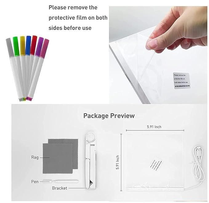 3D LED Writing Board – Rewritable Acrylic Memo Pad