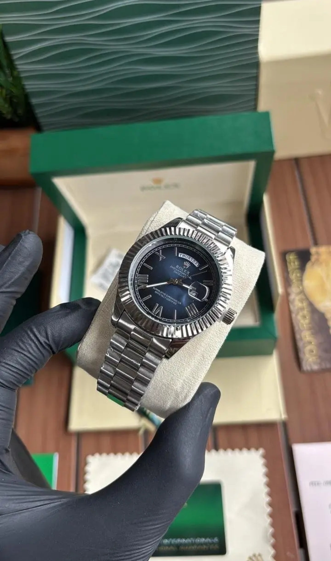 Men's Silver Day-Date Watch - ZAYELLO 