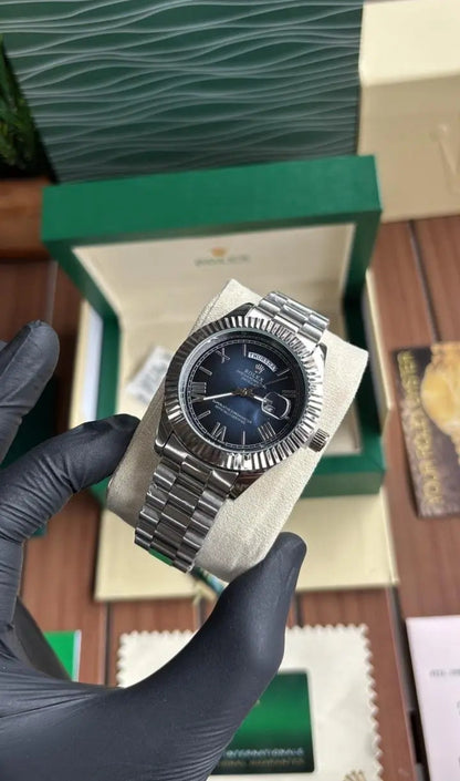 Men's Silver Day-Date Watch - ZAYELLO 