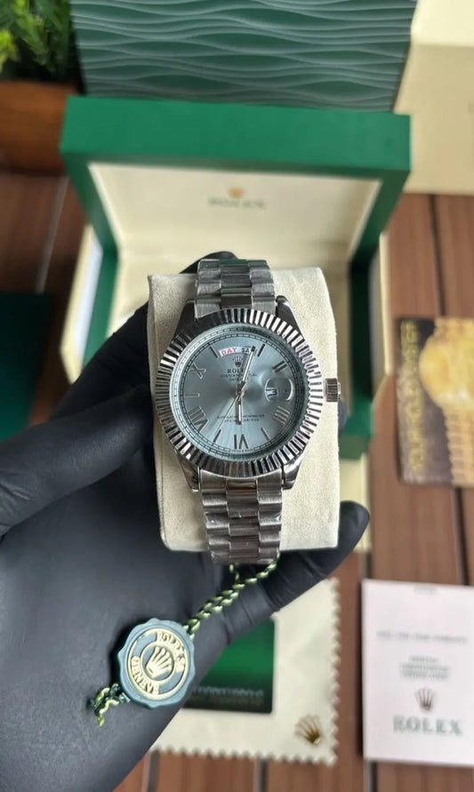 Men's Silver Day-Date Luxury Watch - ZAYELLO 