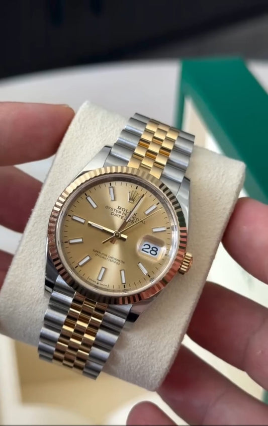 Zayello Luxury Gold & Silver Two-Tone Analog Watch