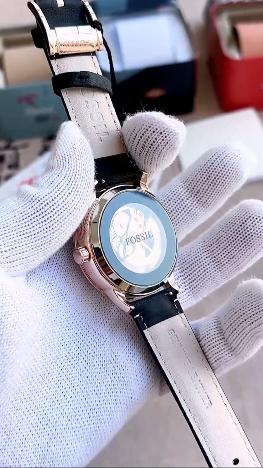 Premium Black Leather Skeleton Automatic Watch | Rose Gold Case