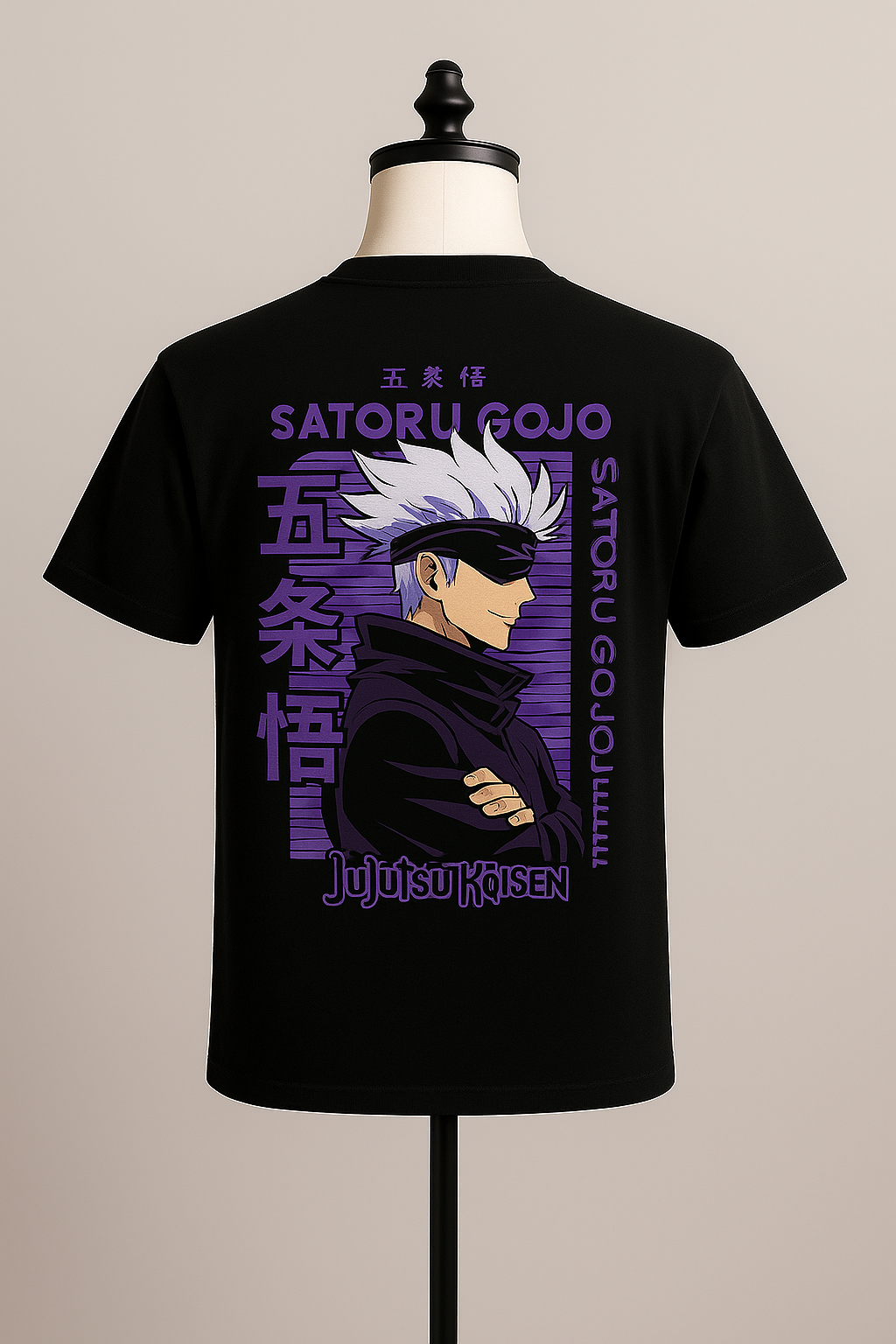 Black Satoru Gojo Anime Graphic T-Shirt - ZAYELLO 
