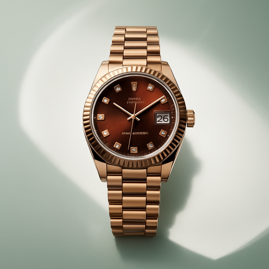 Rose Gold Brown Dial Date-Only Royal Edition Watch - ZAYELLO 